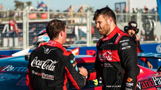 Will Brown with Erebus teammate Brodie Kostecki. Picture: Daniel Kalisz/Getty Images