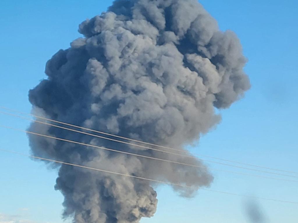 The explosion created a huge plume of smoke. Picture: AFP