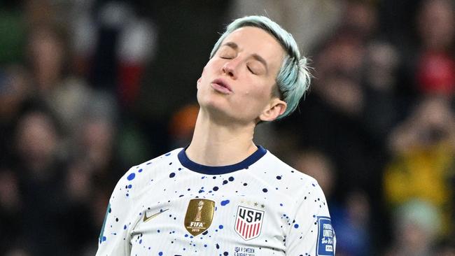 Megan Rapinoe after missing her penalty during the shootout against Sweden. Picture: William West/AFP