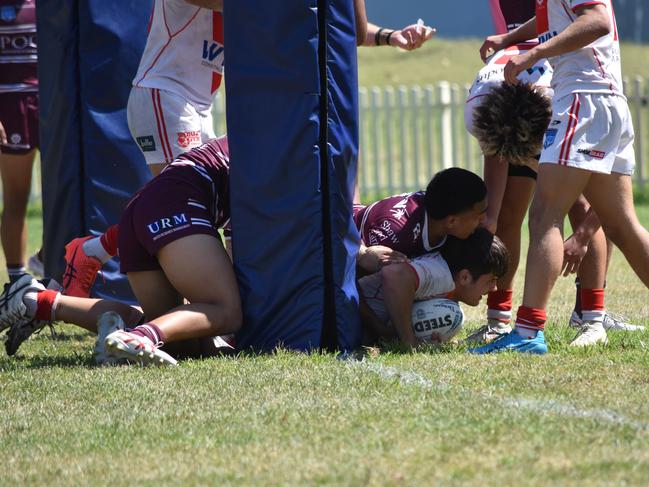 Corey Ackers scores in the SG Ball Cup. Picture: Sean Teuma/NewsLocal