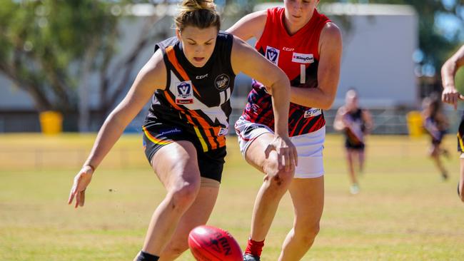 Alice Springs’ Jordann Hickey has been selected with pick 31 by Melbourne in the AFLW draft. Picture: CHARLIE LOWSON