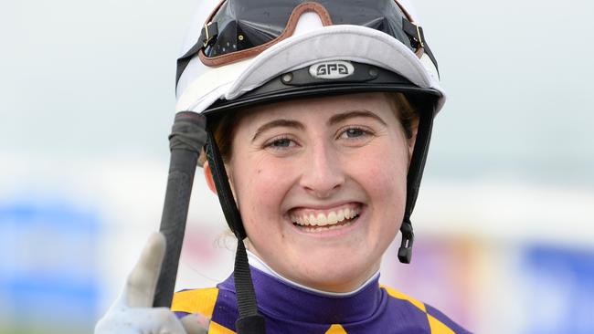 Apprentice Hannah Edgley has a great chance for a Mornington win aboard the Dan McCarthy-trained Solvere on Monday. Picture: Racing Photos via Getty Images.