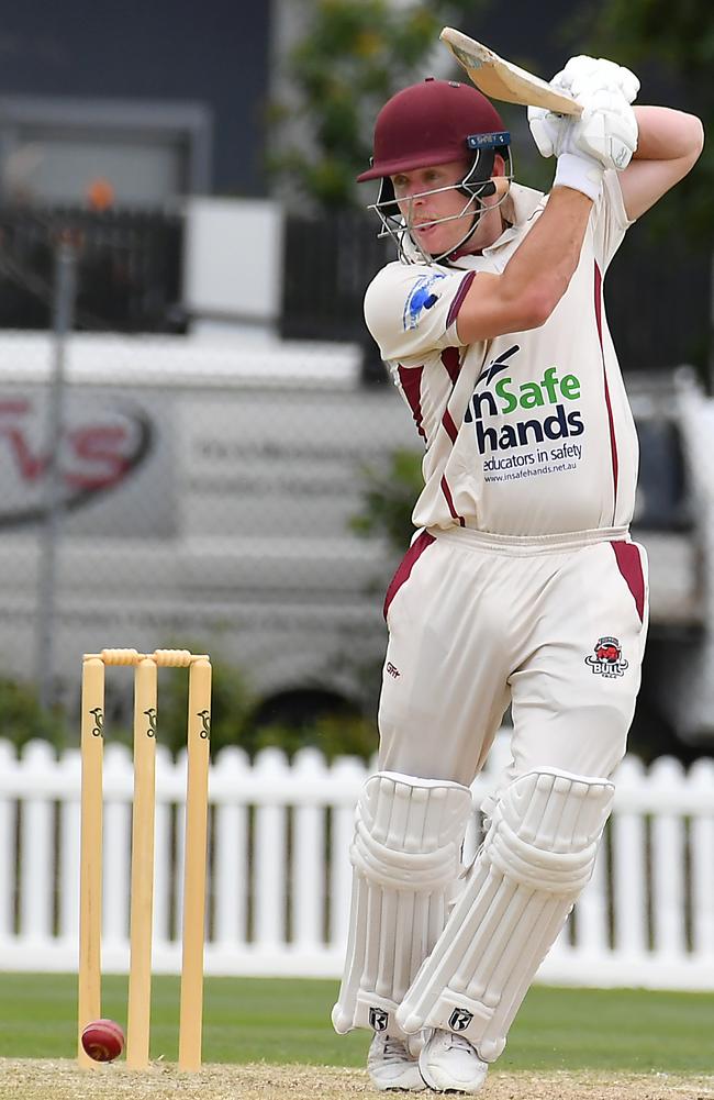 Toombul batsman Scott Palombo Sci-Fleet Motors club cricket competition between Toombul and Redlands. Picture: John Gass