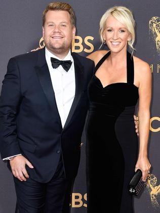 James Corden and wife Julia Carey. Picture: Getty Images/AFP