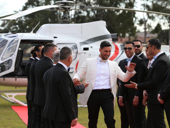 Salim Mehajer’s wedding in Lidcombe involved four helicopters, over 30 super cars, 50 motorbikes, a jet flyover and over 100m of red carpet. Picture: Toby Zerna