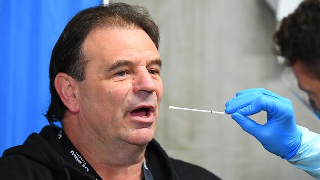 CFMEU boss John Setka undergoes a coronavirus test last month. Picture: AAP