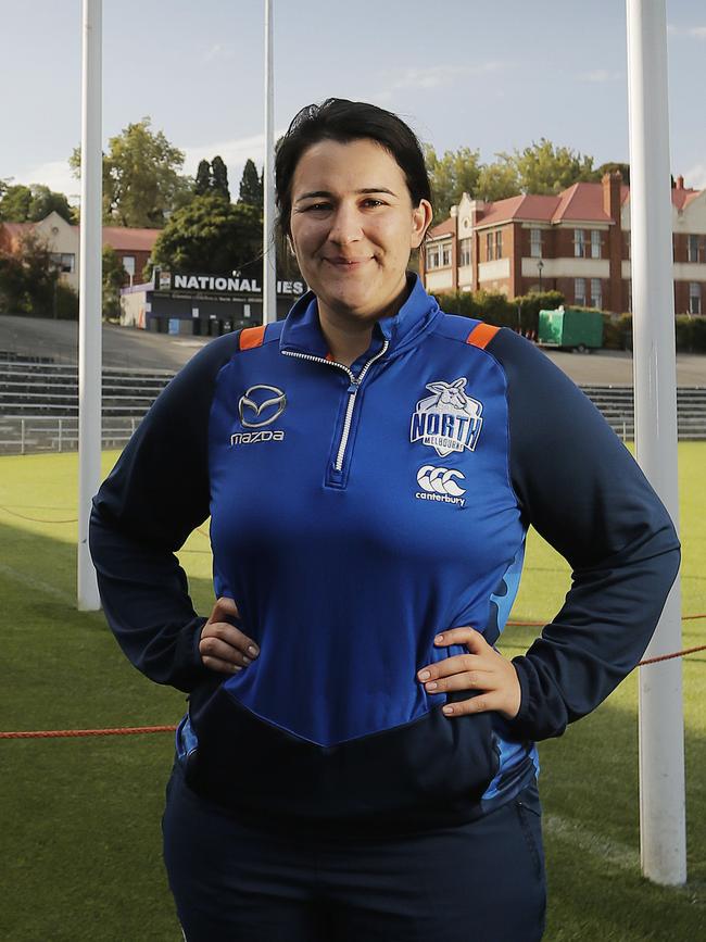 North Melbourne’s head of football operations Laura Kane at North Hobart Oval. Picture: MATHEW FARRELL