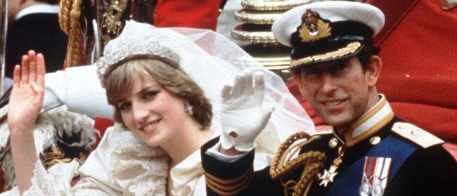 Royal wedding … Diana and Charles wave to crowds from their carriage on their wedding day Picture: Supplied