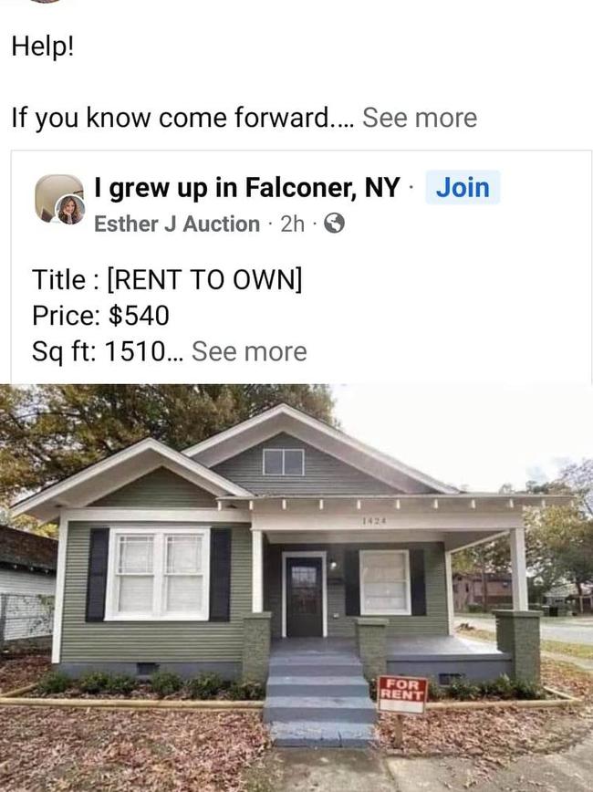 The post with Skylar’s picture is later changed to a scam real-estate listing.