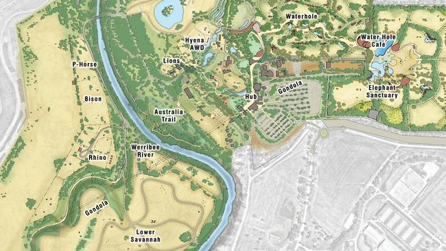 Werribee Open Range Zoo’s expansion master plan. Picture: supplied