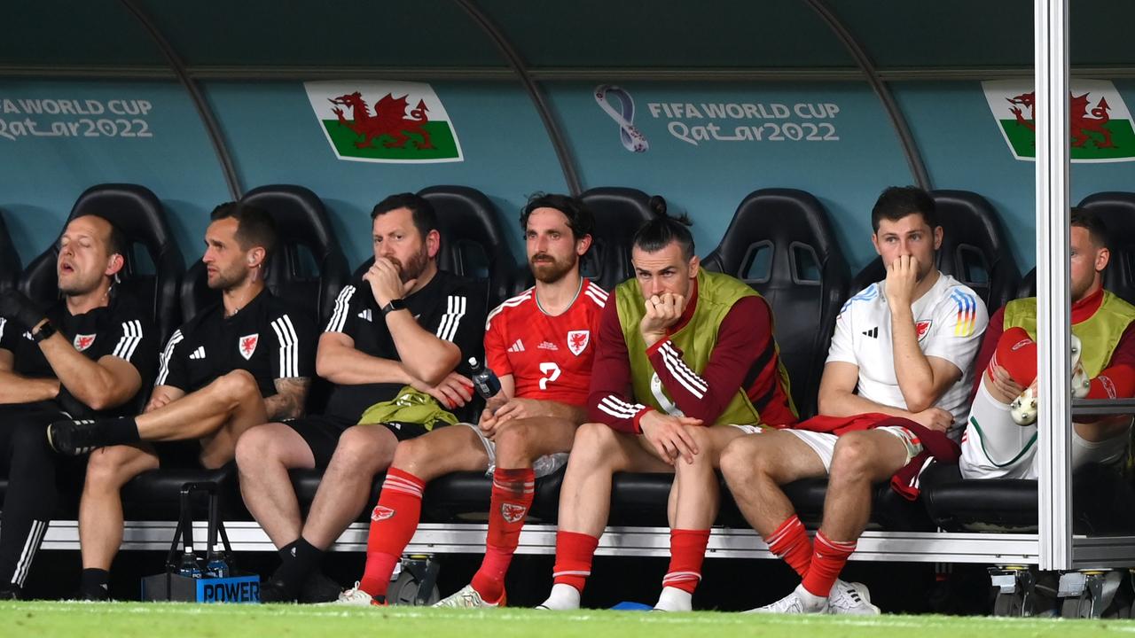 Gareth Bale of Wales reacts from the team bench. Picture: Justin Setterfield/Getty Images