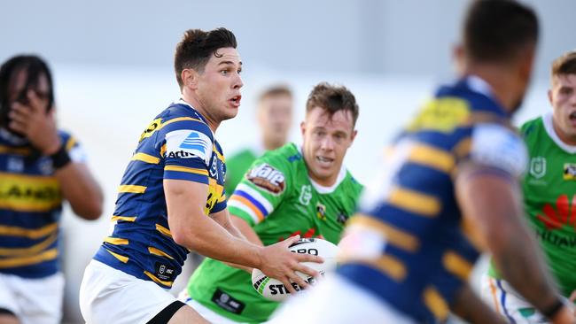 Mitchell Moses in action for the Eels against the Raiders. Picture: Gregg Porteous/NRL Photos