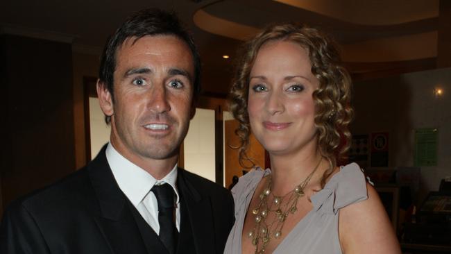 Cathrine Mahoney and her former husband Andrew Johns at the 2008 Dally M awards.