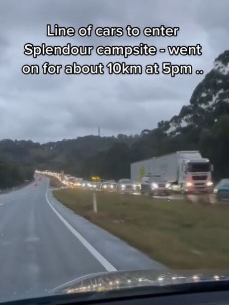 Cars were lining up for 12 hours yesterday trying to get into the campsite. Picture: TikTok