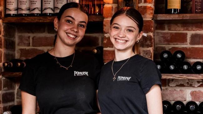 Molly and Ava Baker are among the four sets of sisters working on the floor at Pomona Distilling Co. Picture: Benjamin Fraudenmann.