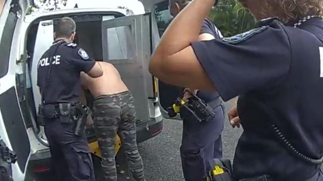 Cairns Child Protection and Investigation Unit (CPIU) detectives arrest a man during Operation Uniform Kalahari. Picture: Queensland Police