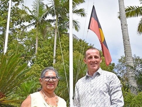 HONOURING FORMER EMPLOYEE: Aunty Thelma and Lismore City Mayor Isaac Smith at the announcement of the established an Aboriginal and Torres Strait Islander Staff Scholarship Program in  of Cory James, who died suddenly in October 2019.