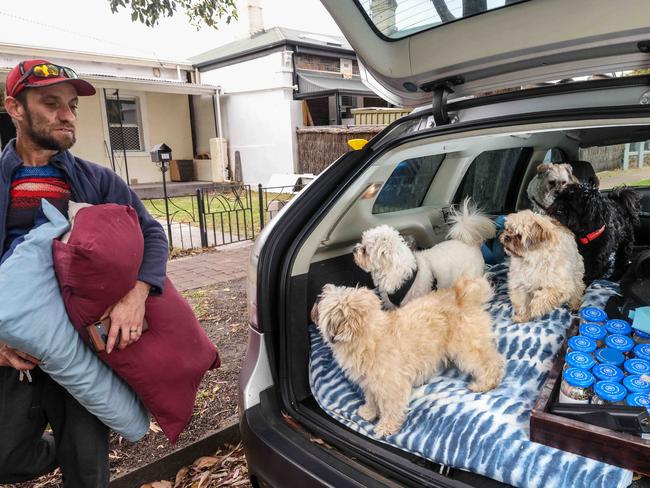 NEWS ADVHayden Patterson who is being forced out of home and moving into his car with his 5 dogs. Image/Russell Millard Photography