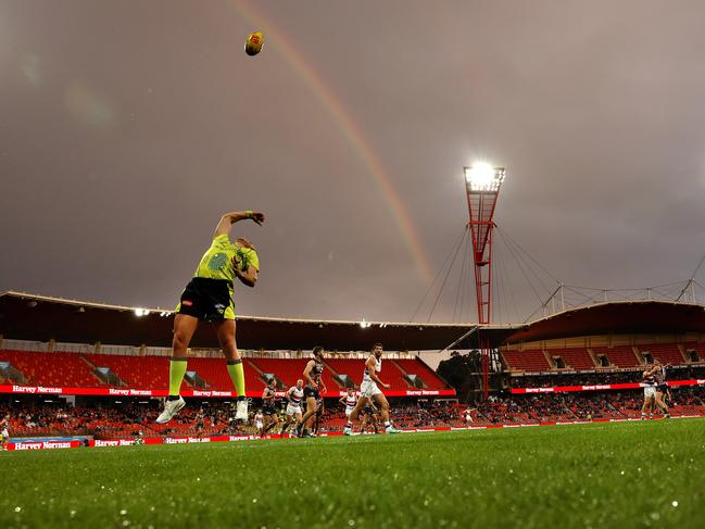 Rainbow during the Sir Doug Nicholls Round match between the GWS Giants and Western Bulldogs at Engie Stadium  on May 18, 2024. Photo by Phil Hillyard(Image Supplied for Editorial Use only - **NO ON SALES** - Â©Phil Hillyard )