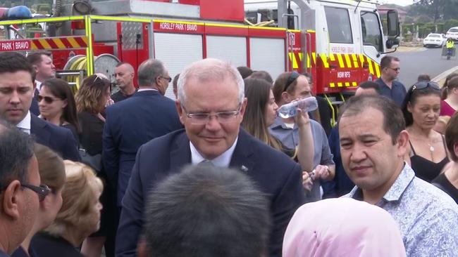 Prime Minister Scott Morrison outside the service. Picture: TNV