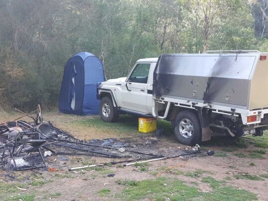 Russell Hill and Carol Clay vanished without a trace, leaving behind their partially burnt 4WD and campsite. Picture: ABC