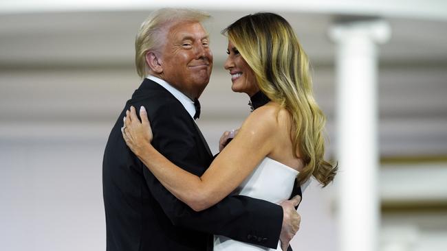 President Donald Trump and First Lady Melania Trump dance at the Commander in Chief Ball in Washington. Picture: AP