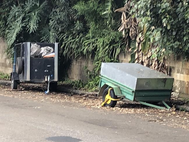 Trailers parked in The Crescent, Dee Why. Picture: Jim O’Rourke.