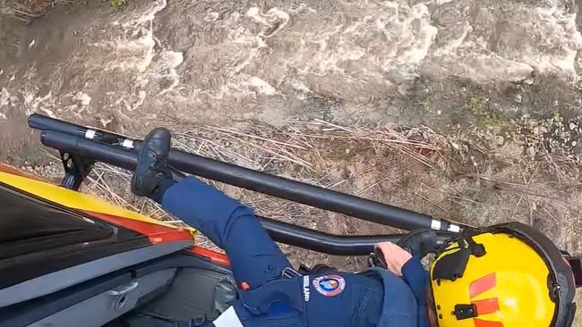 The Westpac Lifesaver Rescue Helicopter Service Queensland delivered food supplies to 11 campers stranded in the Gold Coast Hinterland. Picture: Supplied