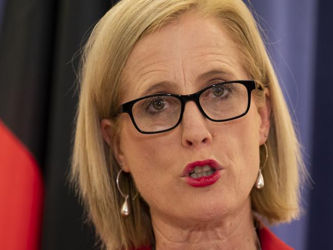 CANBERRA, AUSTRALIA - NewsWire Photos May 19, 2022: Shadow Finance Minister, Katy Gallagher release Labour's full policy costings, including its budget deficit forecasts for the four-year forward estimates at Parliament House in Canberra. Picture: NCA NewsWire / Martin Ollman