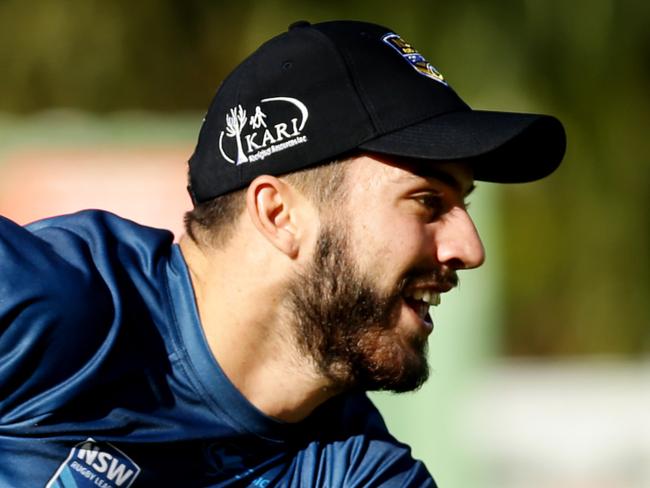 James Tedesco makes a run during City Origin training at Coogee Oval,Coogee .Picture Gregg Porteous