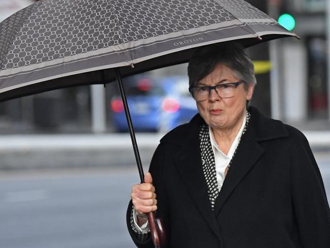 27/07/20 - Former Supreme Court Justice Ann Vanstone leaving Parliament House on North Terrace after giving evidence to the Statutory Officers Comittee.Picture: Tom Huntley