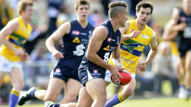 Panthers rookie Lewis Makepeace in action against the Eagles at Hickinbotham Oval. Picture: Tom Huntley.