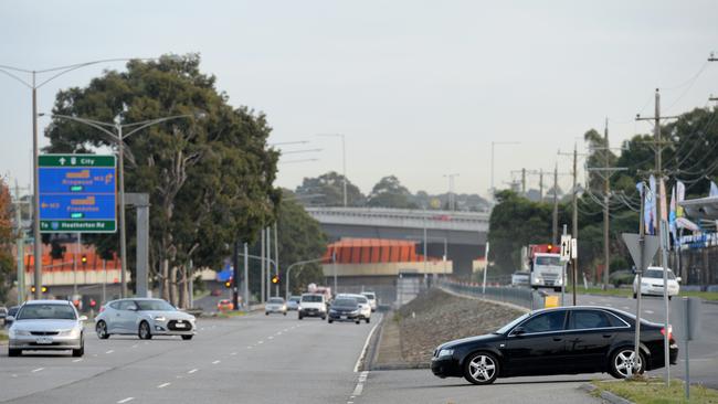 The scene of the fatal hit-run on Princes Highway at Noble Park on Wednesday night. Picture: Andrew Henshaw