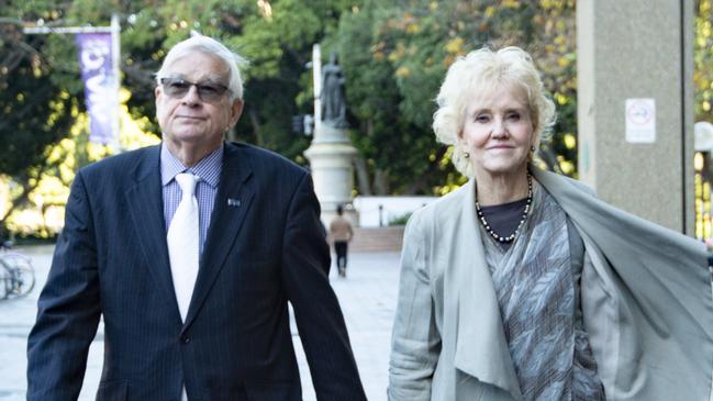 Brian Burston pictured walking out of the Federal Court with his wife Rosalyn. Both have testified in the case. Picture: Monique Harmer