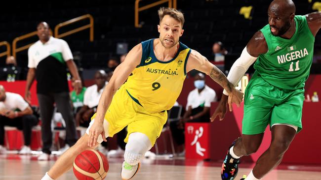 Nathan Sobey in action against Nigeria at the Tokyo Olympics. Picture: Adam Head