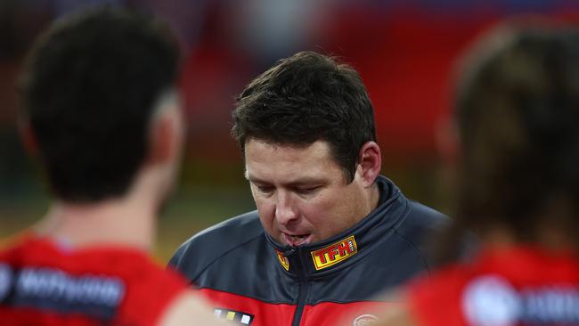 Stuart Dew’s coaching future has again been put under the microscope. Picture: Chris Hyde/AFL Photos/via Getty Images