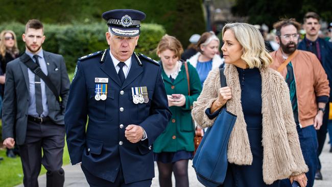South Australians gathered at Parliament House, North Tce, to witness the Proclamation of the ascension of King Charles III. Picture: Tom Huntley