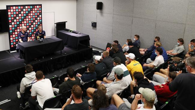 It was a full house for David Mackay’s press conference on Thursday. Picture: Sarah Reed