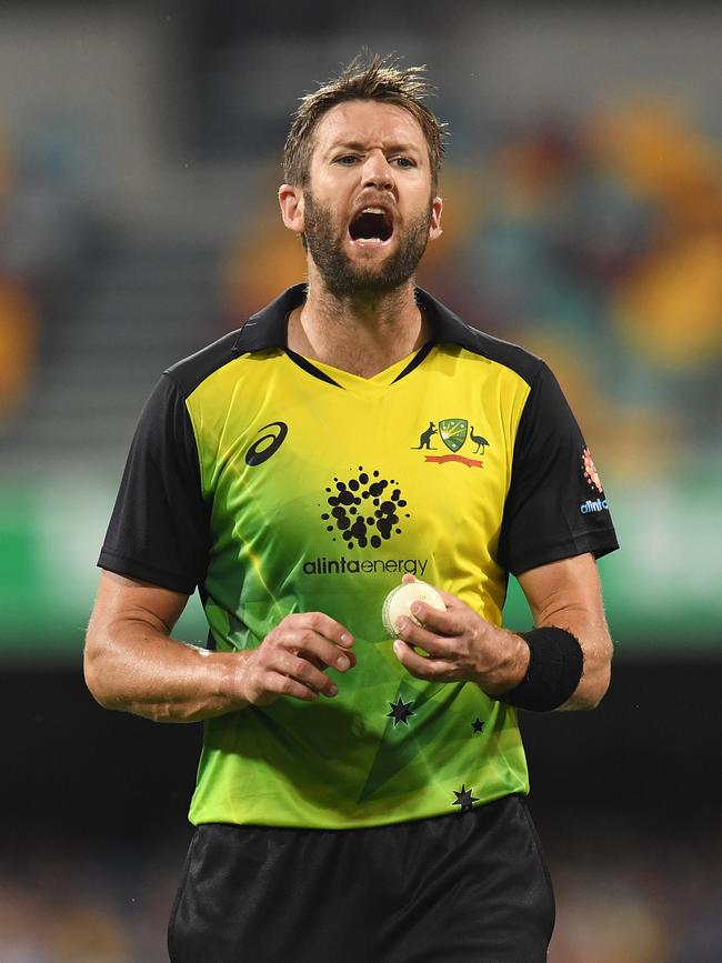 Andrew Tye had a nightmare evening with the ball. Picture: AAP