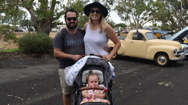 Jarrad, Rhiannan and Isla at the Great Australian Bites Australia Day event 2023. Picture: Chloe Cufflin.