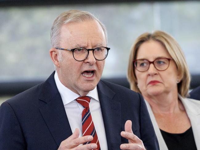 Australian Prime Minister Anthony Albanese and Victorian Premier Jacinta Allan. Picture: David Geraghty