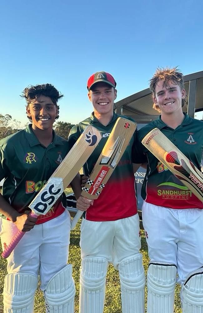 Ashen Hettinayaka, Cooper Remy and Tom Corrie all made centuries in Pines' U16s on Friday night. Picture: Janelle Wilson