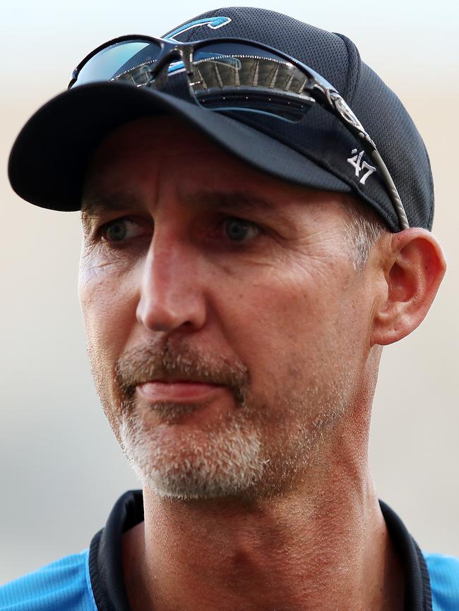 Adelaide Strikers coach Jason Gillespie is favourite to be named as new Redbacks coach but says he hasn’t been formally approached about the role. Picture: Gary Day (AAP)