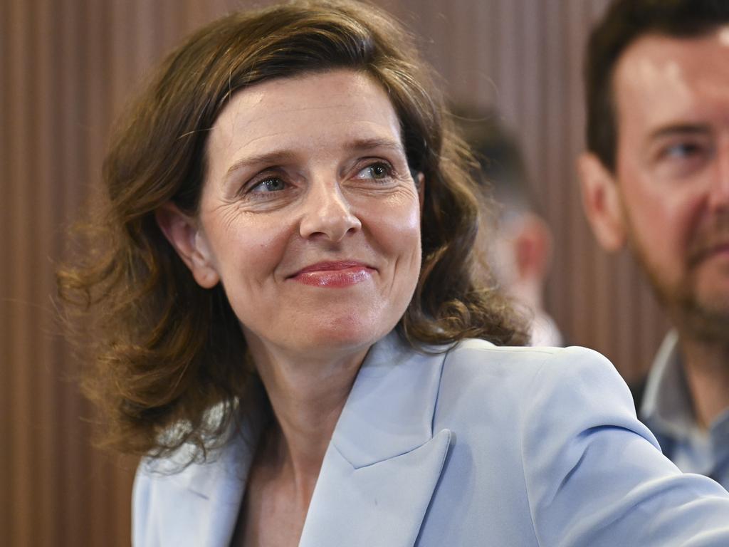 Allegra Spender Independent Member for Wentworth addresses the National Press Club of Australia in Canberra. Picture: NewsWire/Martin Ollman