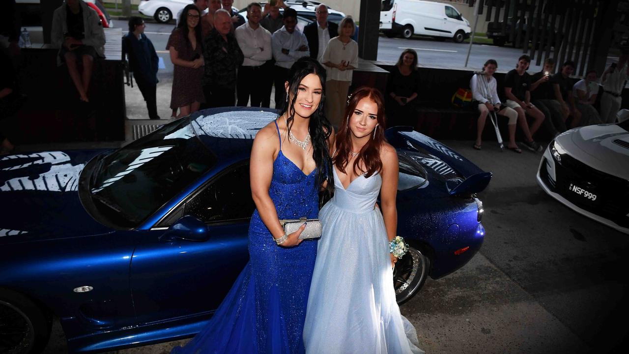 Amy and Maia at Caloundra State High School formal. Picture: Patrick Woods.