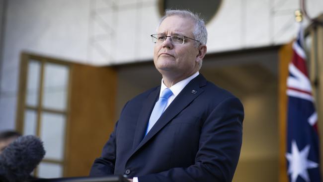 A five or six-year tenure as Prime Minister coupled with two election wins, successful management of a pandemic and an orderly departure would put Morrison in rarefied air. Picture: NCA NewsWire / Gary Ramage