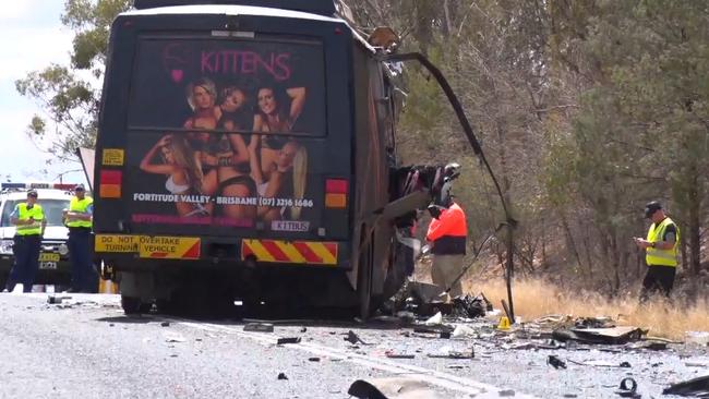 The bus collided with a trailer at around 7.30am. Picture: TNV