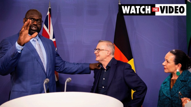 Prime Minister Anthony Albanese holds press conference with Shaquille O’Neal