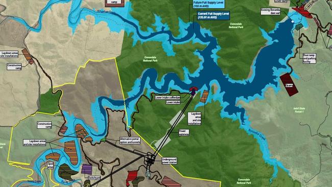 Images from the Initial Statement Advice report into the proposed Borumba Dam pumped hydro plant.