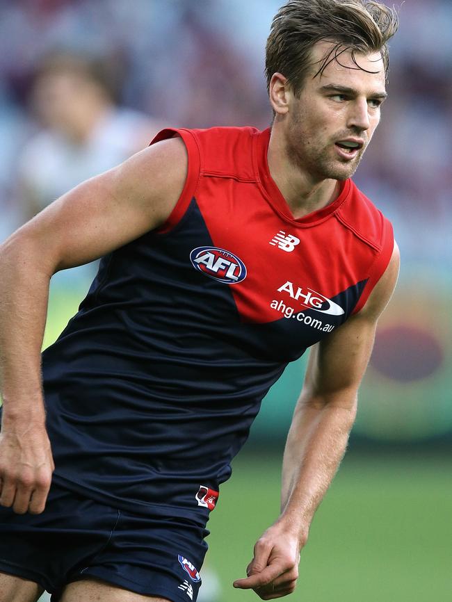 Melbourne midfielder Dom Tyson had an immediate impact. Picture: Wayne Ludbey